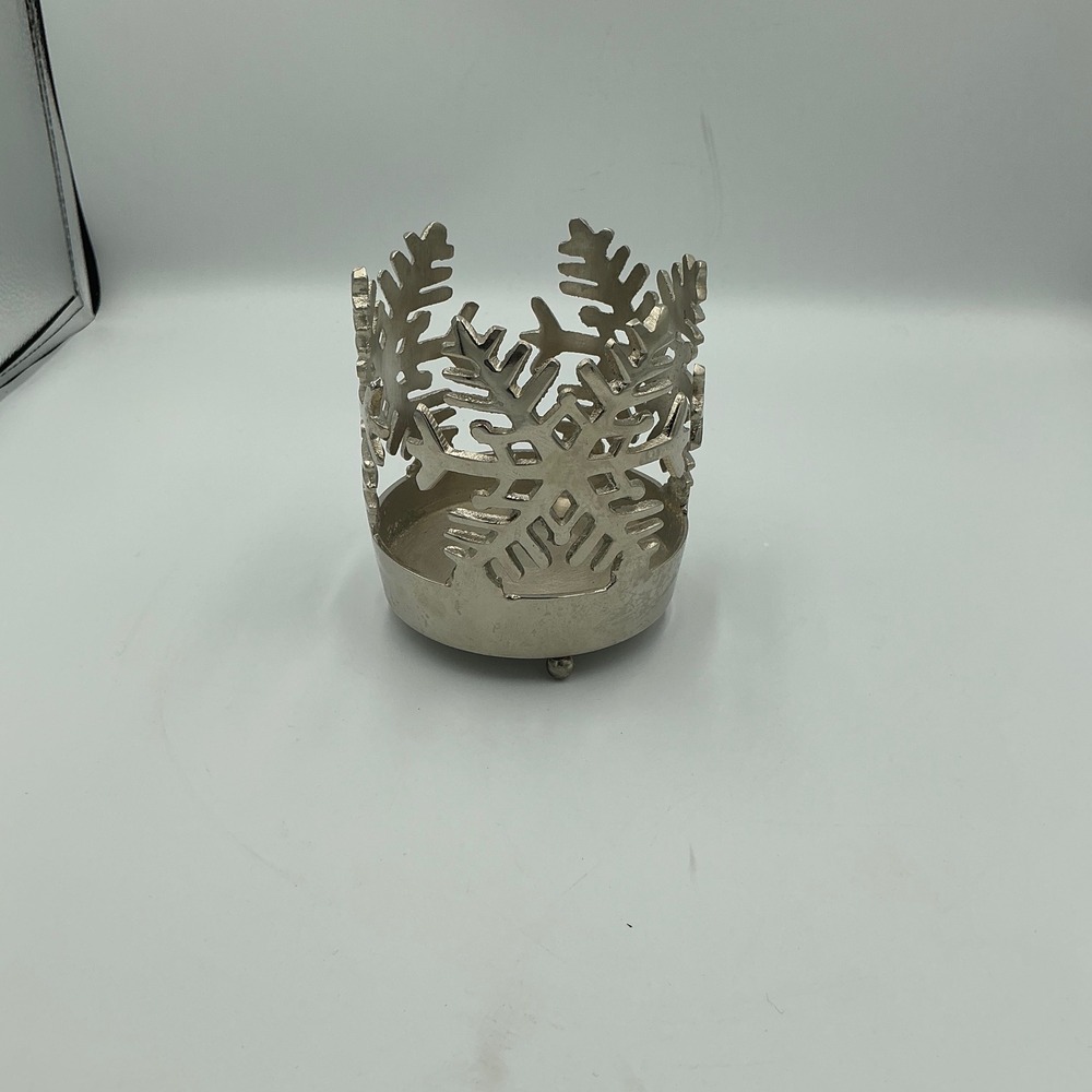 Silver Snowflake Candle Holder Lantern 3 Wick Candle tabletop Decor